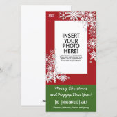 クリスマスホリデースノーフレーク写真 – 赤 シーズンカード (正面/裏面)