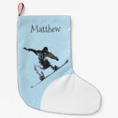 クリスマスホリデースノーボーデパーソナライズされたィングスノー スモールクリスマスストッキング (正面)