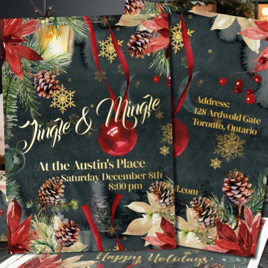 クリスマスホリデースプレンダーJingle&Mingleパーティー 箔招待状