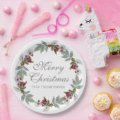 クリスマスホリデーズウィンターウォーター色フローラ名 ペーパープレート (パーティー)