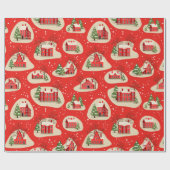 クリスマスホリデーズウィンタースノーハウス ラッピングペーパー (フラット)