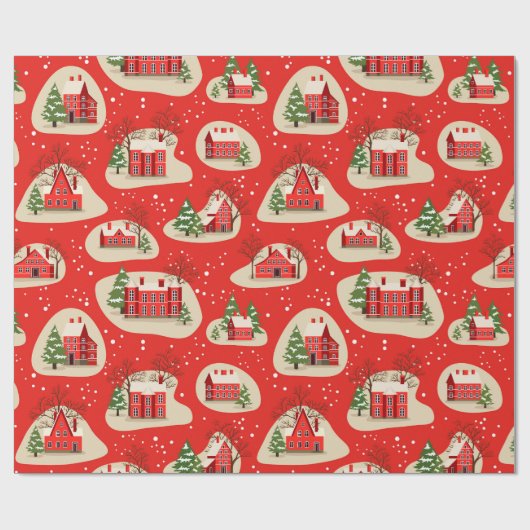 クリスマスホリデーズウィンタースノーハウス ラッピングペーパー (フラット)