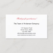 クリスマスホリデーズオフィスサンキュービジネスカード 名刺 (裏面)