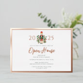 クリスマスホリデーズオープンハウスパーティーバラ金ゴールド 箔招待状 (立ち正面)