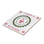 クリスマスホリデーズキュートな漫画サンタレッドキッチン タイル (側面)