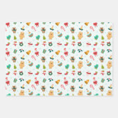 クリスマスホリデーズキュートウィンターサンタ雪だるまキッズ ラッピングペーパーシート (正面2)