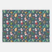 クリスマスホリデーズキュートウィンターサンタ雪だるまキッズ ラッピングペーパーシート (正面)