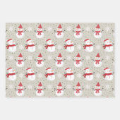 クリスマスホリデーズキュートキッズサンタ雪だるまベア ラッピングペーパーシート (正面2)