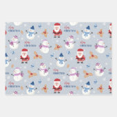 クリスマスホリデーズキュートキッズサンタ雪だるまベア ラッピングペーパーシート (正面)