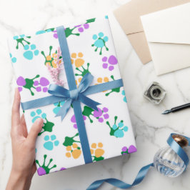 クリスマスホリデーズグリーンハンドプリント&ポーズ ラッピングペーパー