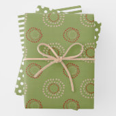 クリスマスホリデーズグリーン白メリーと明るい ラッピングペーパーシート (インサイチュ)