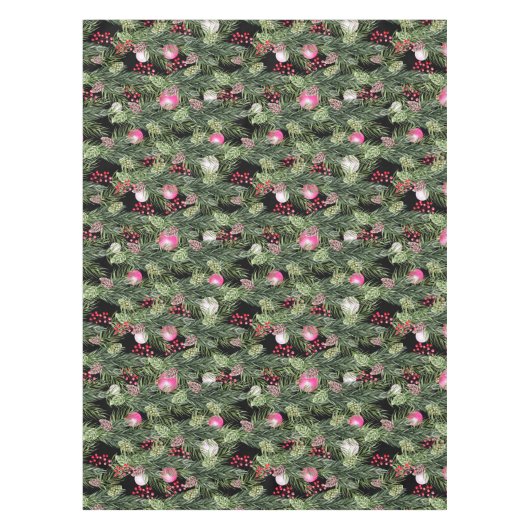 クリスマスホリデーズシックな水の色のフローラルパターン テーブルクロス (正面)