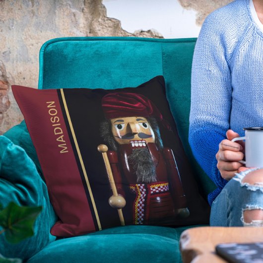 クリスマスホリデーズシックモダンくるみクラッカー名 クッション