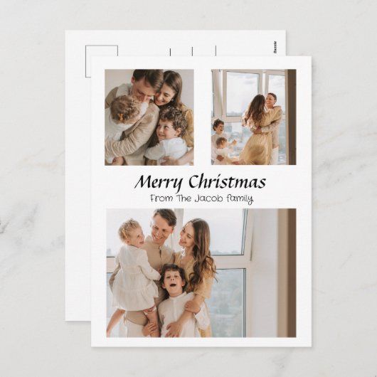 クリスマスホリデーズスクリプト中央の3枚の写真 シーズンポストカード (正面/裏面)