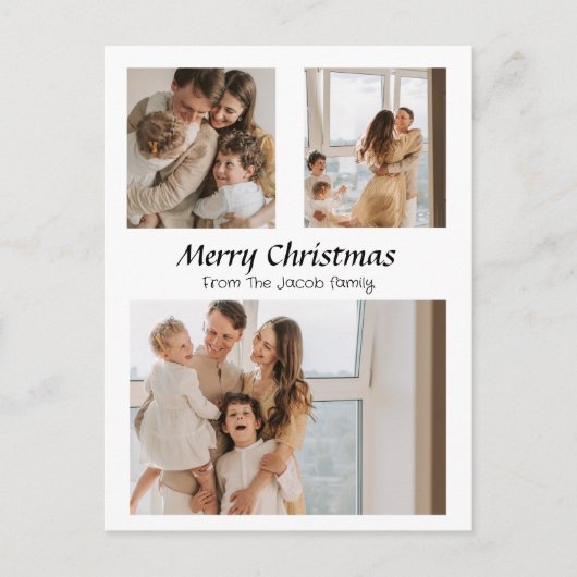 クリスマスホリデーズスクリプト中央の3枚の写真 シーズンポストカード (正面)