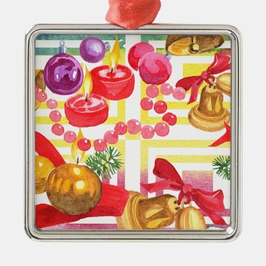クリスマスホリデーズデコレーションスクエアオーナメント メタルオーナメント (正面)