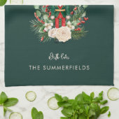 クリスマスホリデーズナツクラッカースクリプトファミリーカスタム キッチンタオル (折り畳み)