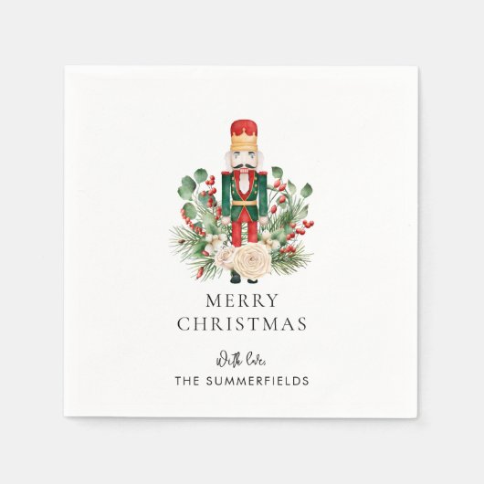 クリスマスホリデーズナツクラッカースクリプト紙 スタンダードカクテルナプキン (正面)