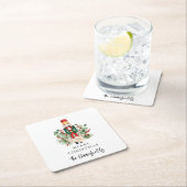 クリスマスホリデーズナツクラッカースクリプト スクエアペーパーコースター (インサイチュ)