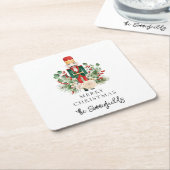 クリスマスホリデーズナツクラッカースクリプト スクエアペーパーコースター (アングル)