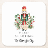 クリスマスホリデーズナツクラッカースクリプト スクエアペーパーコースター (正面)