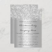 クリスマスホリデーズニューイヤーパーティーグリッターシルバー 招待状 (正面/裏面)