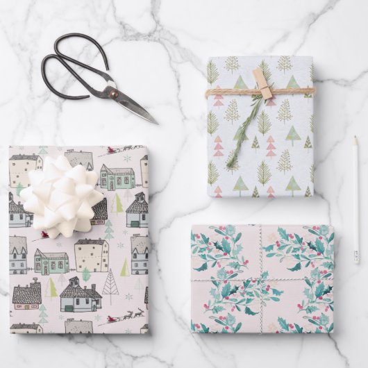 クリスマスホリデーズハイゲノルディックホリーベリー ラッピングペーパーシート (正面)