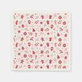クリスマスホリデーズパターンファミリーパーティー紙 スタンダードカクテルナプキン (正面)