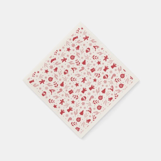 クリスマスホリデーズパターンファミリーパーティー紙 スタンダードカクテルナプキン (角)