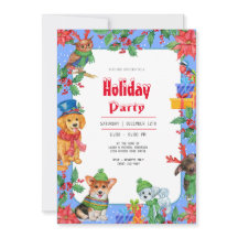 クリスマスホリデーズパーティーウォーターカラー招待状