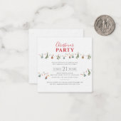 クリスマスホリデーズパーティーボタニカル招待状 ノートカード (正面/裏面インサイチュ)