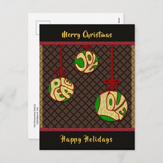 クリスマスホリデーズピースジョーラブ新年 シーズンポストカード (正面/裏面)