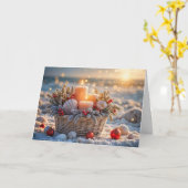 クリスマスホリデーズピースビーチシェルバスケット カード (黄色い花)