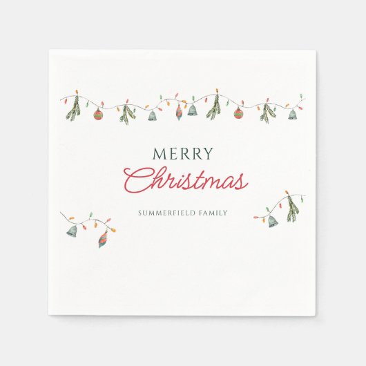 クリスマスホリデーズファミリーカスタムパーティー紙 スタンダードカクテルナプキン (正面)
