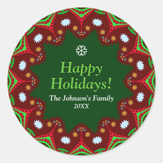 クリスマスホリデーズファミリーキープサケパーティープレート ラウンドシール (正面)