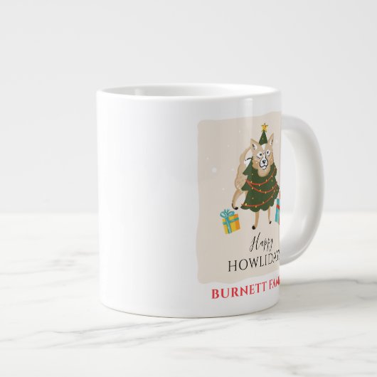 クリスマスホリデーズファミリー懇親会ドッグホリデイ ジャンボコーヒーマグカップ (正面右)