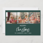 クリスマスホリデーズファミリー3枚の写真スクリプト シーズンカード (正面)