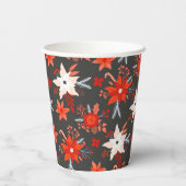 クリスマスホリデーズフェスティバルウィンターレッドピンクフローラ 紙コップ (裏面)