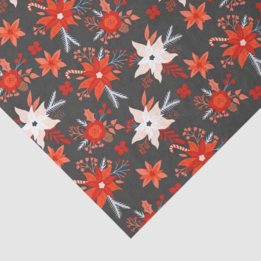 クリスマスホリデーズフェスティバルウィンターレッドピンクフローラ 薄葉紙 (詳細)