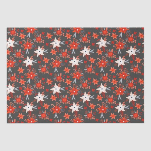 クリスマスホリデーズフェスティバルウィンターレッドピンクフローラ 薄葉紙 (正面)