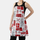 クリスマスホリデーズフェスティバルレッドシルバーギフトモダンズ エプロン (インサイチュ)