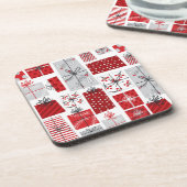 クリスマスホリデーズフェスティバルレッドシルバーギフトモダンズ コースター (左側)