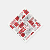 クリスマスホリデーズフェスティバルレッドシルバーギフトモダンズ スタンダードカクテルナプキン (角)