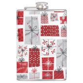 クリスマスホリデーズフェスティバルレッドシルバーギフトモダンズ フラスク (正面)