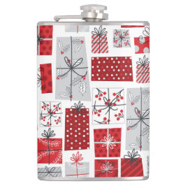 クリスマスホリデーズフェスティバルレッドシルバーギフトモダンズ フラスク