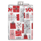 クリスマスホリデーズフェスティバルレッドシルバーギフトモダンズ フラスク (裏面)