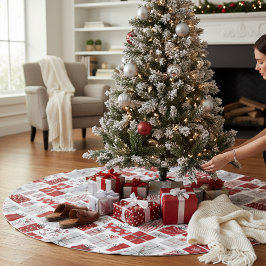 クリスマスホリデーズフェスティバルレッドシルバーギフトモダンズ ブラッシュドポリエステルツリースカート