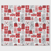 クリスマスホリデーズフェスティバルレッドシルバーギフトモダンズ ラッピングペーパー (フラット)