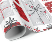クリスマスホリデーズフェスティバルレッドシルバーギフトモダンズ ラッピングペーパー (ロールコーナー)