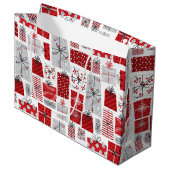 クリスマスホリデーズフェスティバルレッドシルバーギフトモダンズ ラージペーパーバッグ (正面アングル)